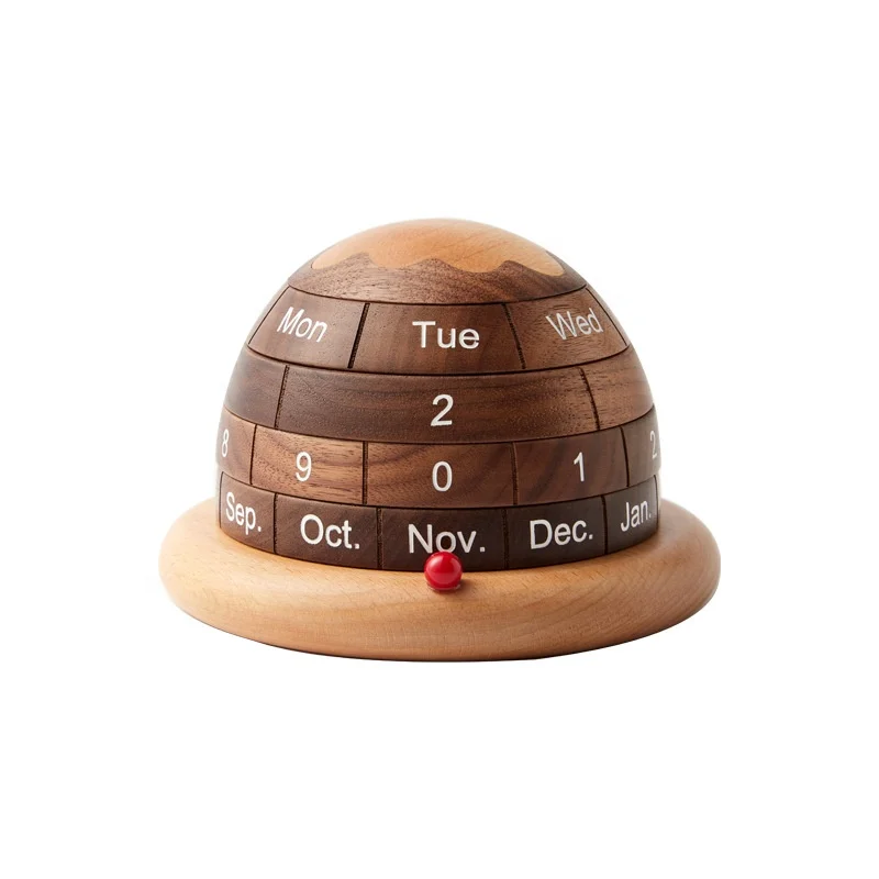 Planet Desk Calendar Creative Decoration Living Room Study Wooden Gift Office Home Decoration Folk Art Wood Wall Decor Polished