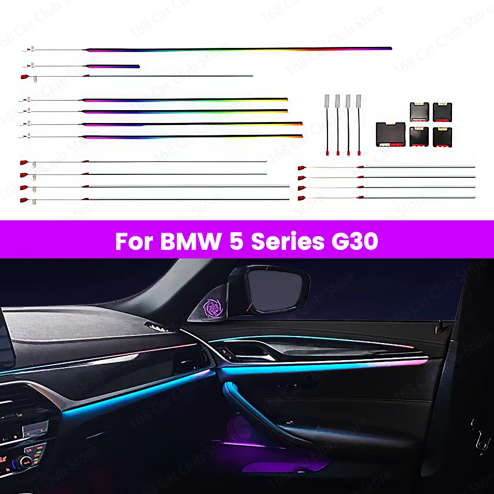

Four-Door LED Llluminated Ambient Light For BMW 5 Series G30 Car Neon Atmosphere Lamp Lnterior Lighting Foot Light Decorative