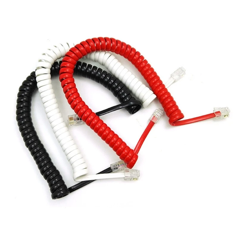 Four-core Telephone Handset Cable Cord 6Ft Modular Coiled Telephone Handset Cord Black/Red White Curly 1.85m/pc DropShipping