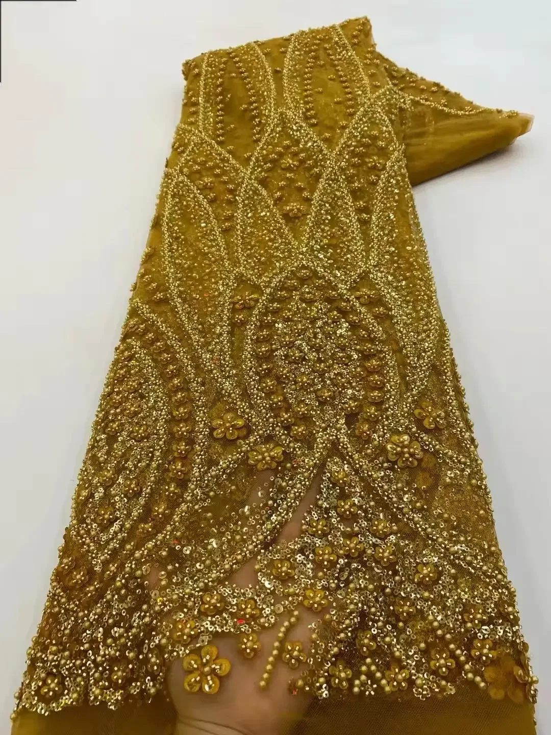 

Newest Luxury Heavy Beaded Lace 2026 High Quality Net African Sequin Lace Fabrics Embroidery Women Dresses for Wedding Bridal