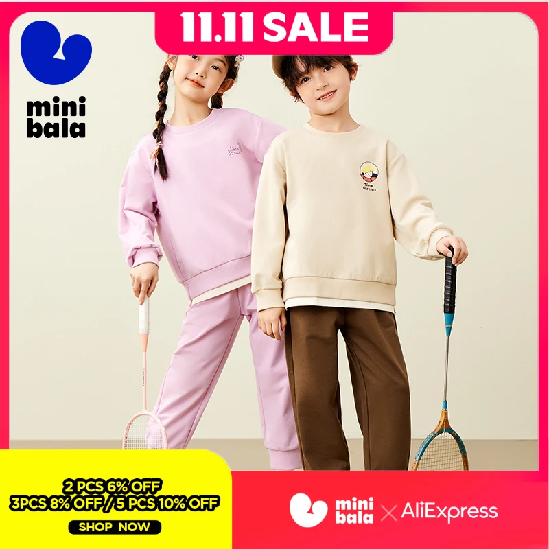 

Mini Bala Long Sleeve Set For Boys and Girls Kids Artist-Collaborated Printed Sweatshirt and Long Trousers 2025 Spring-Autumn