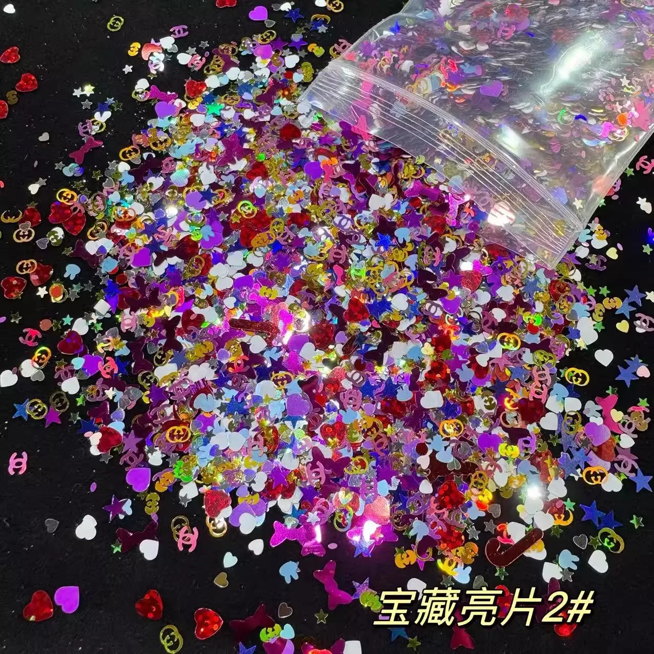 50g Holographic Mixed Hexagon Shape Chunky Irediscent Nail Art Glitter Flakes Laser Sparkly Sequins Slices Nail Art Decoration