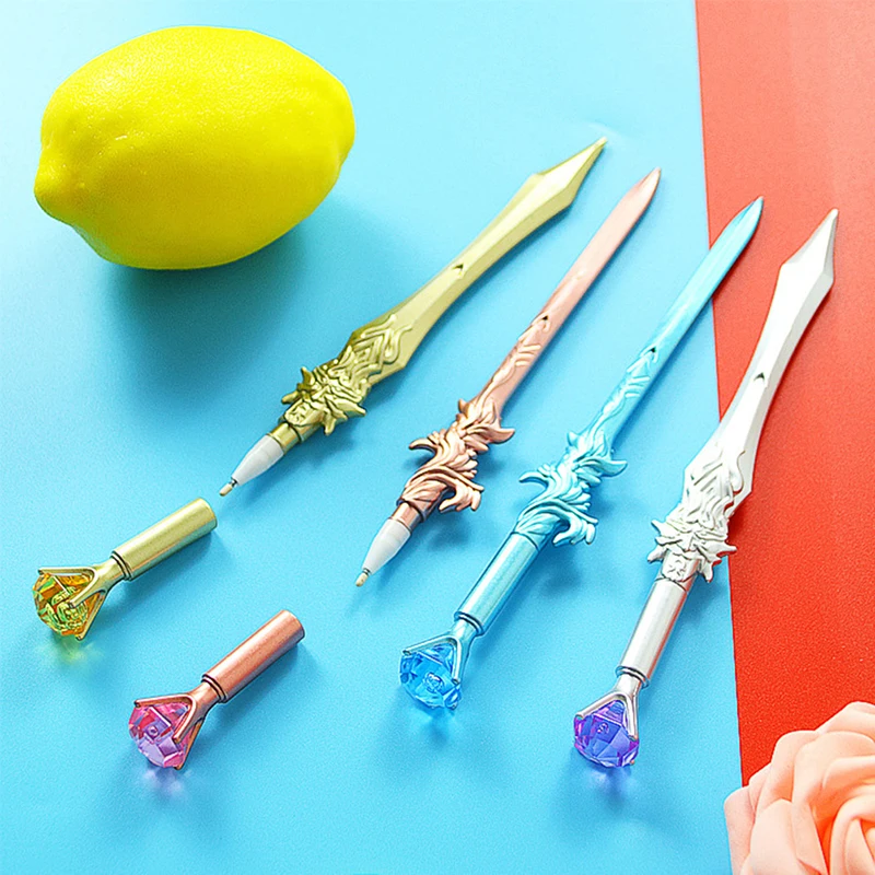 1Pc Stationery Office Creative Phoenix Sword Gel Pen School Supply Handle Gift Lovely Chinese Style Vintage Crystal Sword Pen