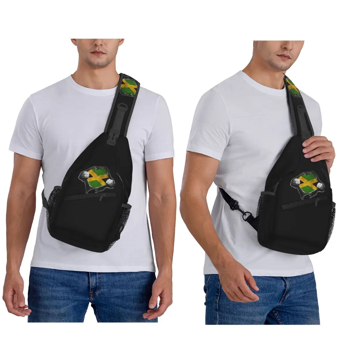 علم جامايكا فخور حقيبة الصدر الجامايكية الرجال حبال Crossbody على ظهره حقيبة الصدر السفر المشي لمسافات طويلة Daypack حقيبة الكتف