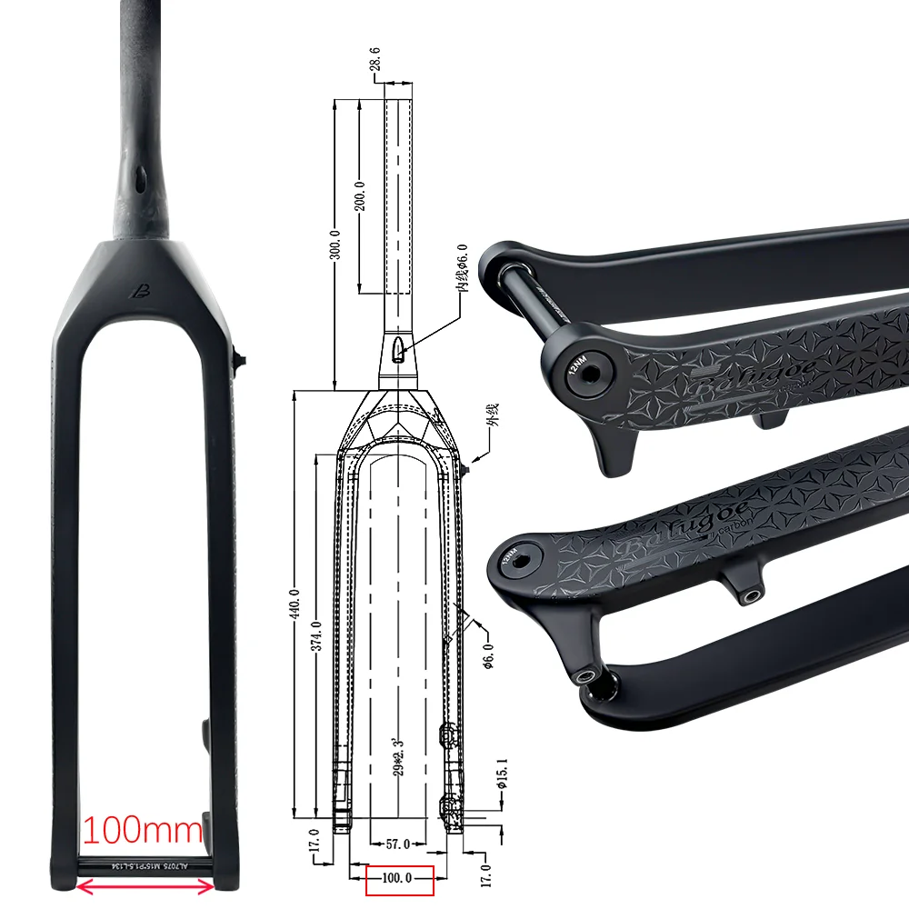 Carbonfaser-Mountainbike-Vorderradgabel mit vollständiger interner Kabelführung und Scheibenbremse für Gravel- und Melon-Bikes