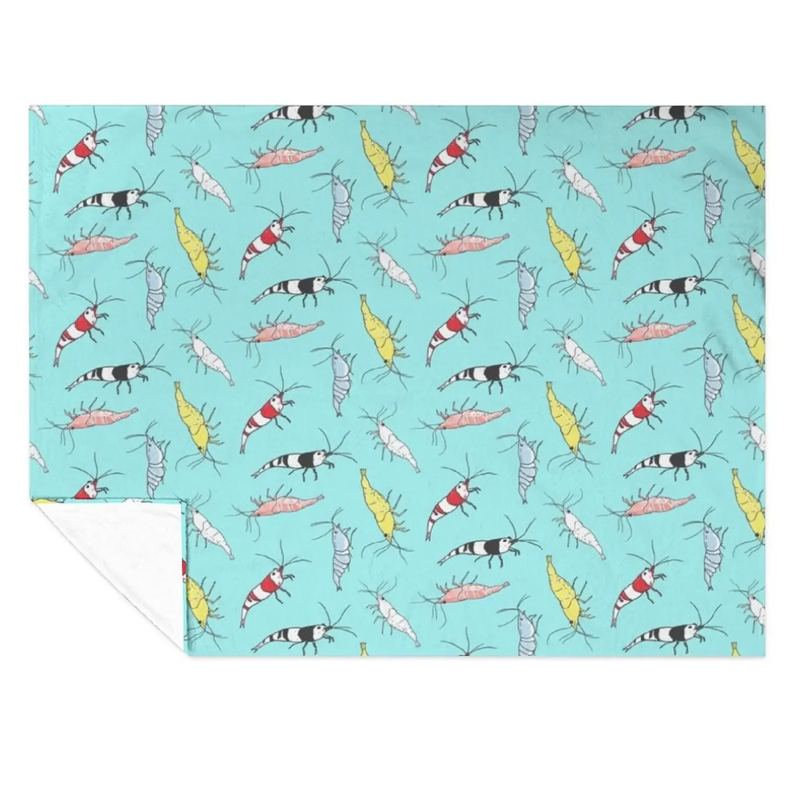 

Fancy Ornamental Aquarium Shrimp on Blue Background Throw Blanket Extra Large Throw Bed Plaid on the sofa Thermal Blankets