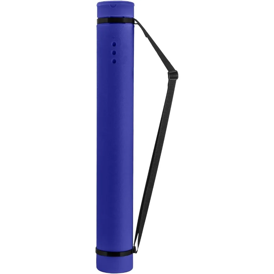 أنبوب ملصق أزرق من JJRING من 25 إلى 40 أنبوب حامل تخزين الملصقات القابل للتمديد مع حزام حمل لخريطة التمرير المخطط والأرشيت