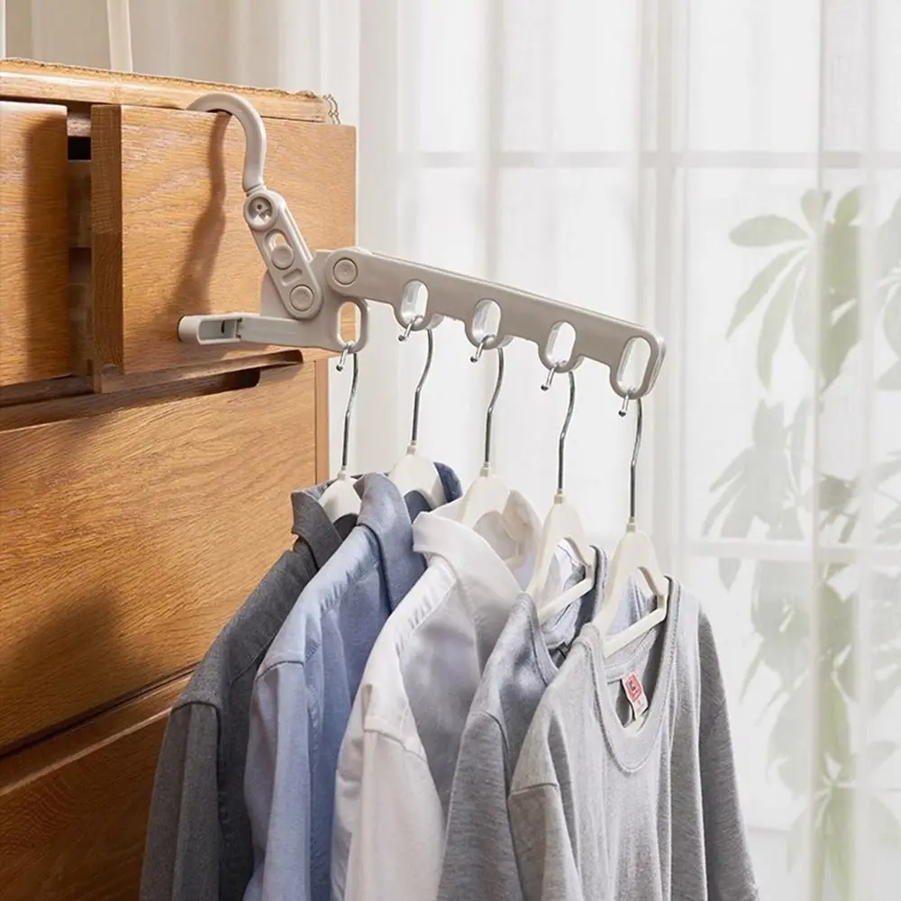 Portable Foldable Clothes Drying Rack Angle Adjustable Multi-function Clothes Hanger Five-hole Clothes Drying Artifact Travel view 3