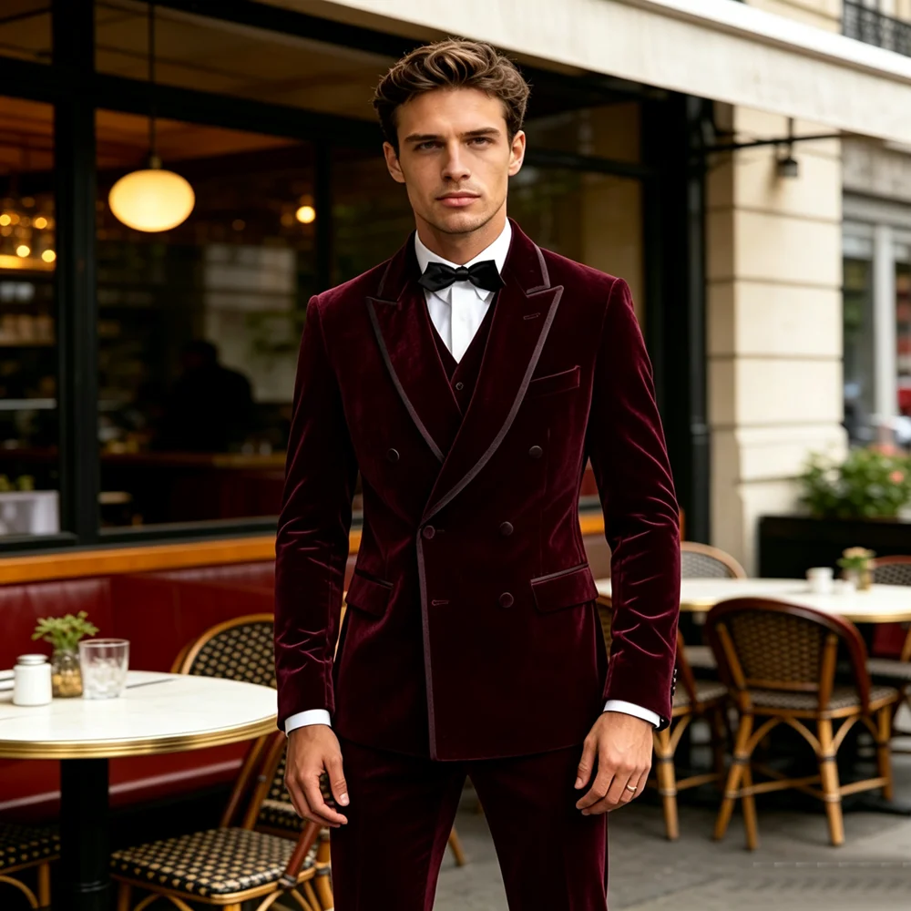 Hot Sale Velvet Men Suit 2pcs - Wool Suit Jacket ulasan dan harga