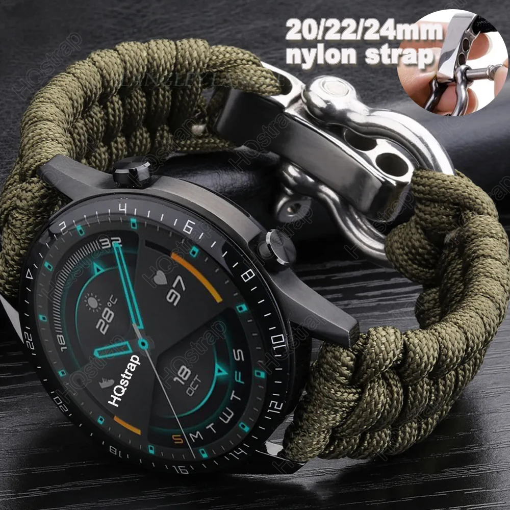 20mm 22mm 24mm Universal Nylon Strap for Samsung Galaxy Watch 6 5 4 3 Band for Huawei Watch GT4 GT3 GT2 Bracelet Adjustable