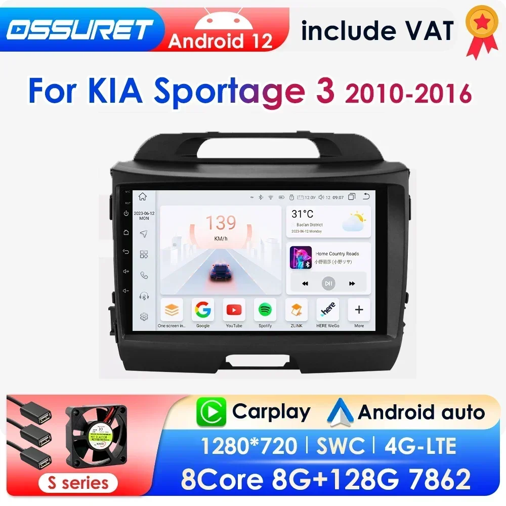 Android Auto Radio per KIA Sportage 3 2010-2016 Carplay 4G Car Multimedia GPS 2din autoradio AI Voice 2 din Octa Core 7862