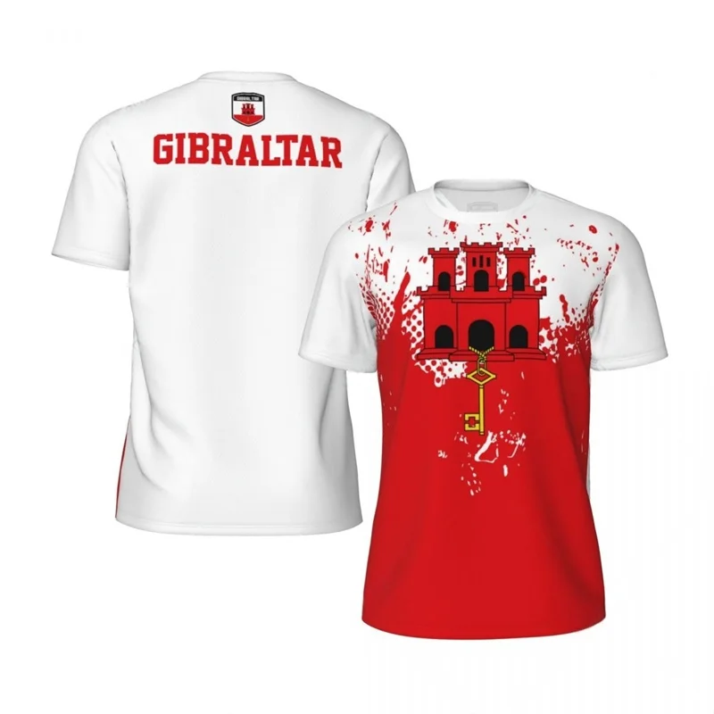 الجديد في جبل طارق تي شيرت الرجال ثلاثية الأبعاد مطبوعة لكرة القدم تي شيرت الصيف فضفاضة قصيرة الأكمام الرياضة اللياقة البدنية تي شيرت طاقم الرقبة تيز القمم