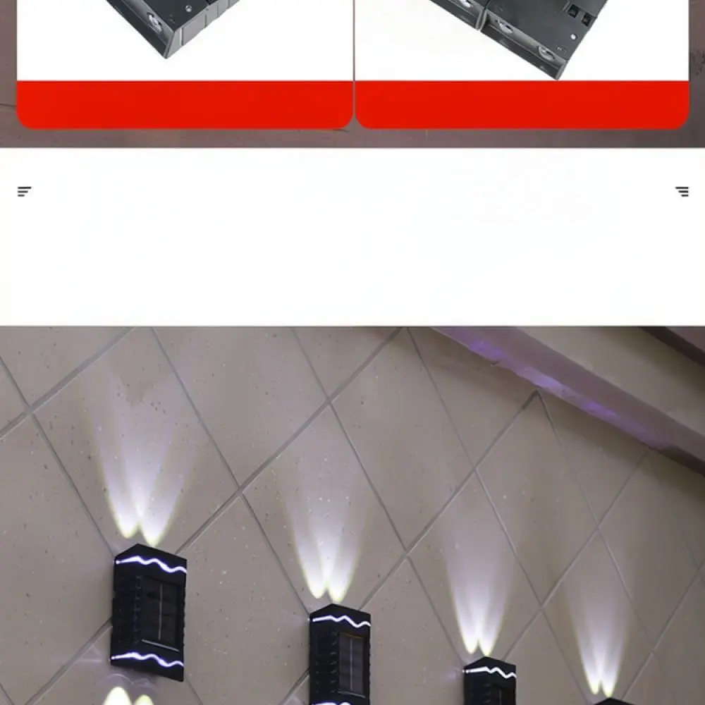 Modern Solar Wall Lamp Waterproof Outdoor LED Lighting For Garden Yard Fence Decor Up Down Beam Decorative Night Light