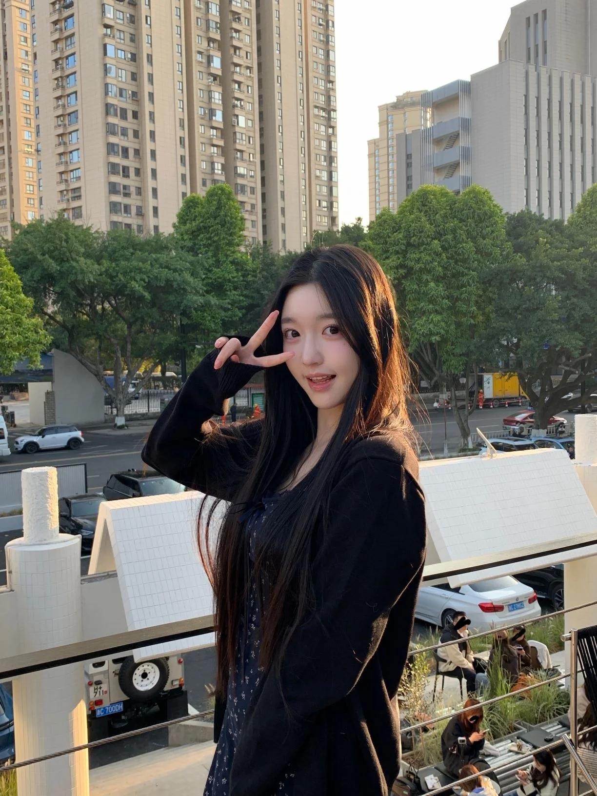 

Early Spring Floral Print Set Knitted Cardigan Dress Black Outerwear Women's Loose Fit Long Sleeve Cotton Knitted Dress