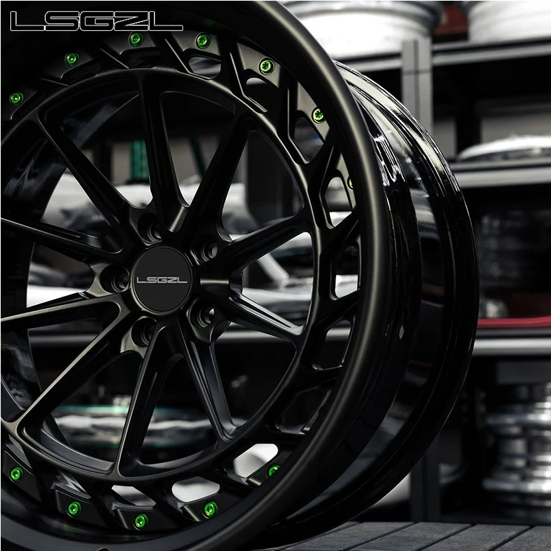 مصنع بيع 2 3 قطعة مزورة سبيكة سيارة حافة الشفاه وصمة عار عجلة سوداء 18 20 22 24 26 بوصة 5x114.3 5x130 5x120 5x112 عجلة