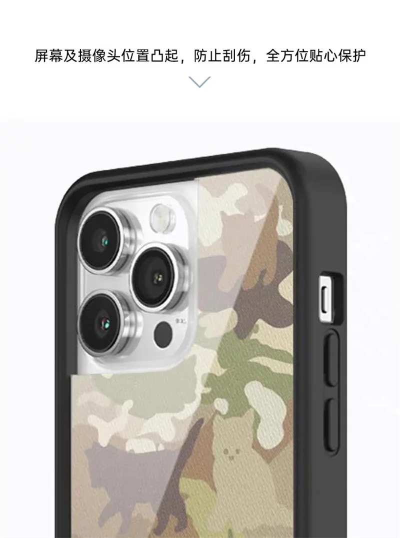 Wildflower التمويه هريرة كامو الشؤون العسكرية المضادة للسقوط جراب هاتف آيفون 12 13 14 15 16 برو ماكس wf غطاء ناعم الحواف