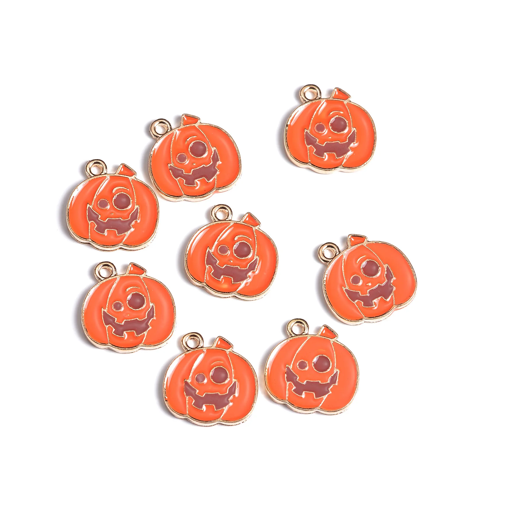 Enamel Pumpkin Charms Handmade Making Finding Supplies Fashion Necklace Earrings Pendants Keychain Halloween Jewelry Set Gifts