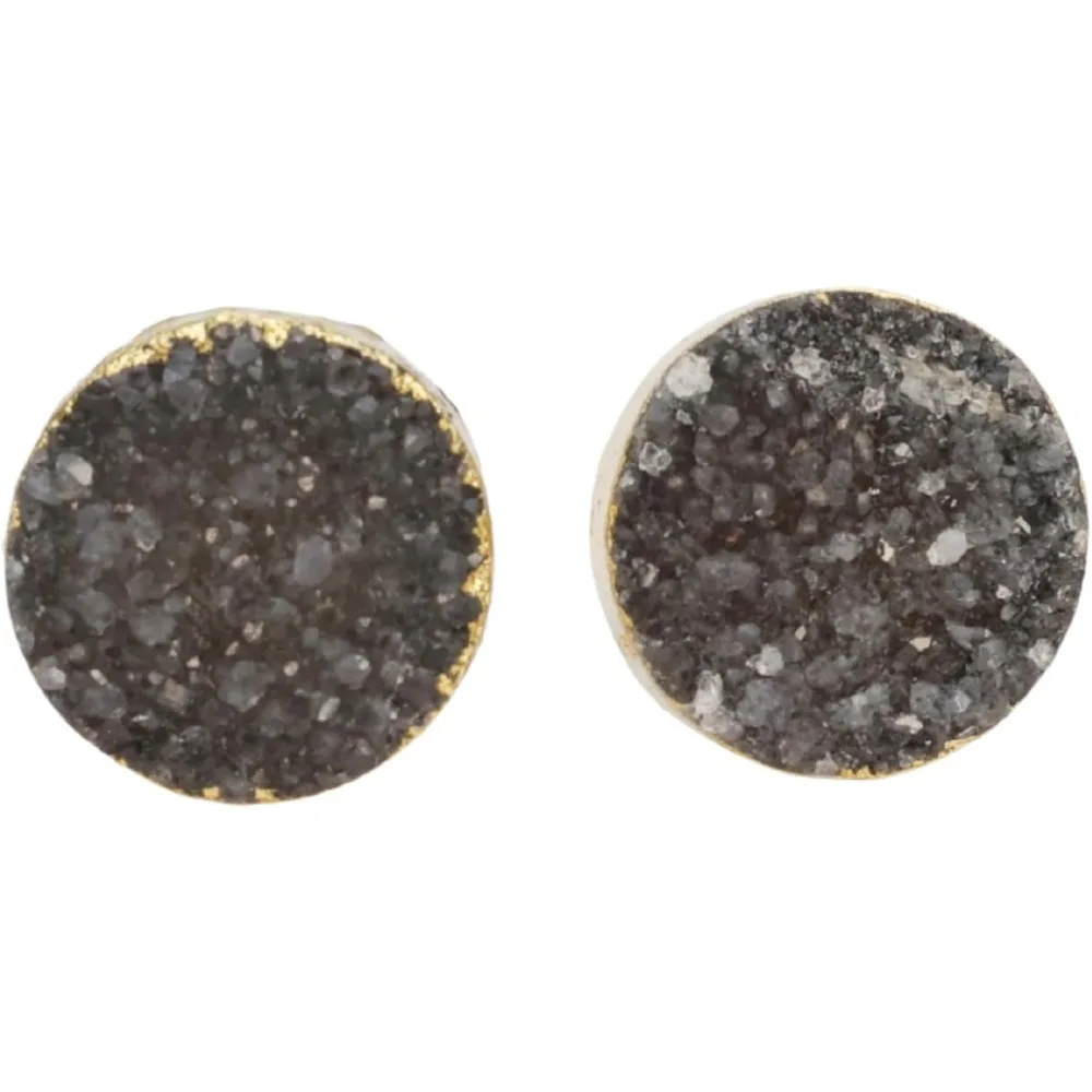 

Natural Geode Agate Druzy Stud Earrings 10mm Boho Chic Gift for Women