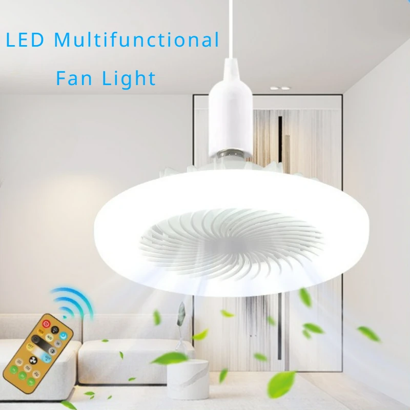 

New LED Fan Light Remote Control Shift E27 Screw Mouth Household Living Room, Bedroom, Study Energy Saving Ceiling Fan Light