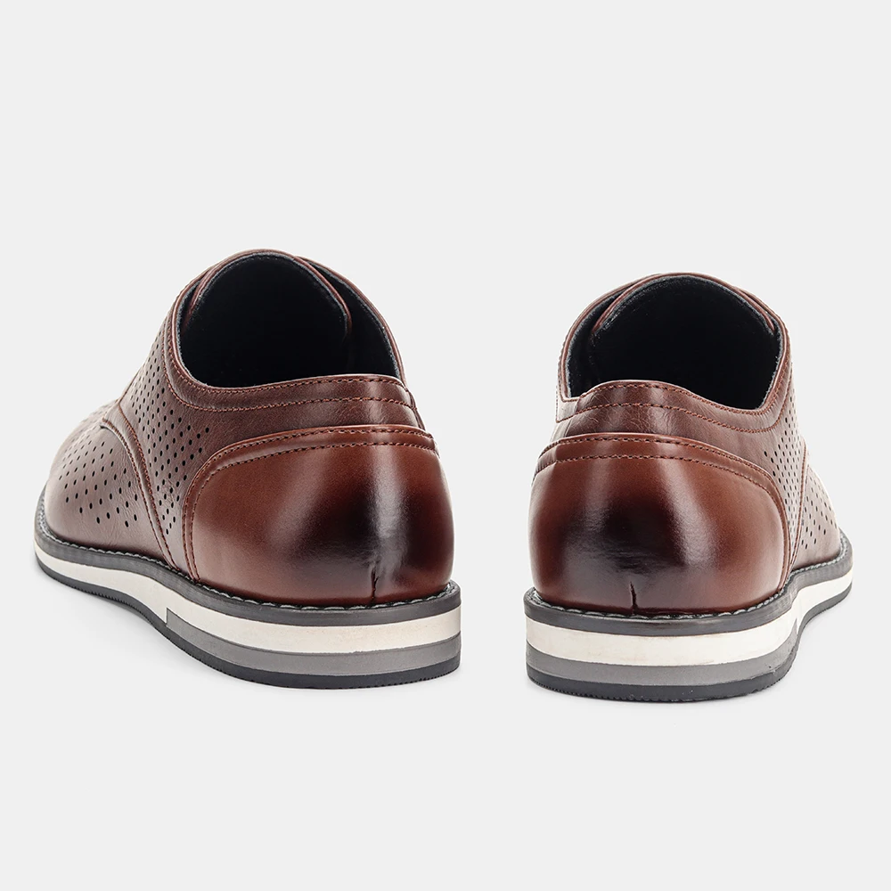 Braune atmungsaktive Herren-Freizeitschuhe, flache Schuhe mit Lochmuster, Herren-Sommerschuhe – Detail 15