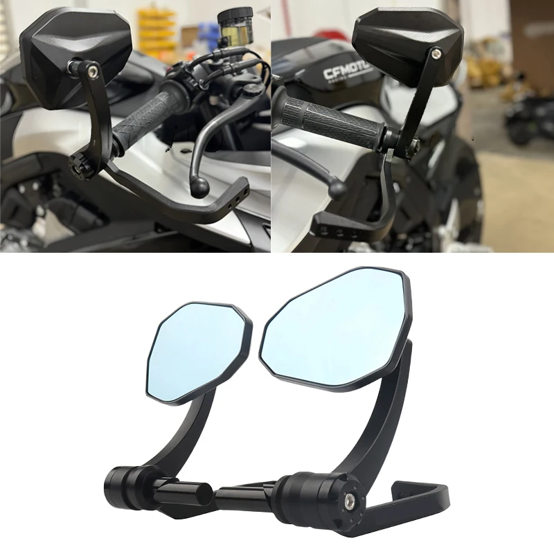 

18MM-22MM Motorcycle Black Handlebar Bar End Mirrors / Brake and Clutch Protector Kit - for CFMOTO 675SR-R 675SR 675NK 675