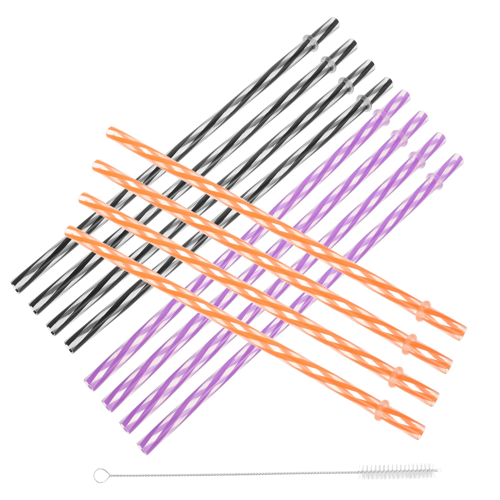 

Hard Pipe Straw Halloween Plastic Reusable Orange Striped For Water Jugs Juice Bubble Tea Travel Tumbler Replacement