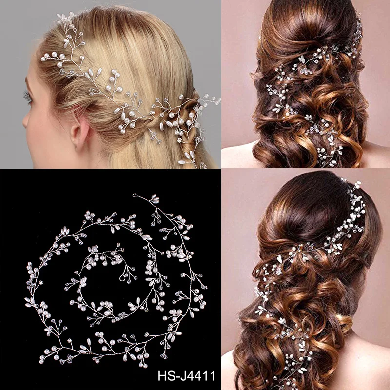 

Fashion Crystal Hair Vine Hair Bands Luxury Pearl Beaded Headbands Headpieces For Women Bridal Jewelry Hair Accessories