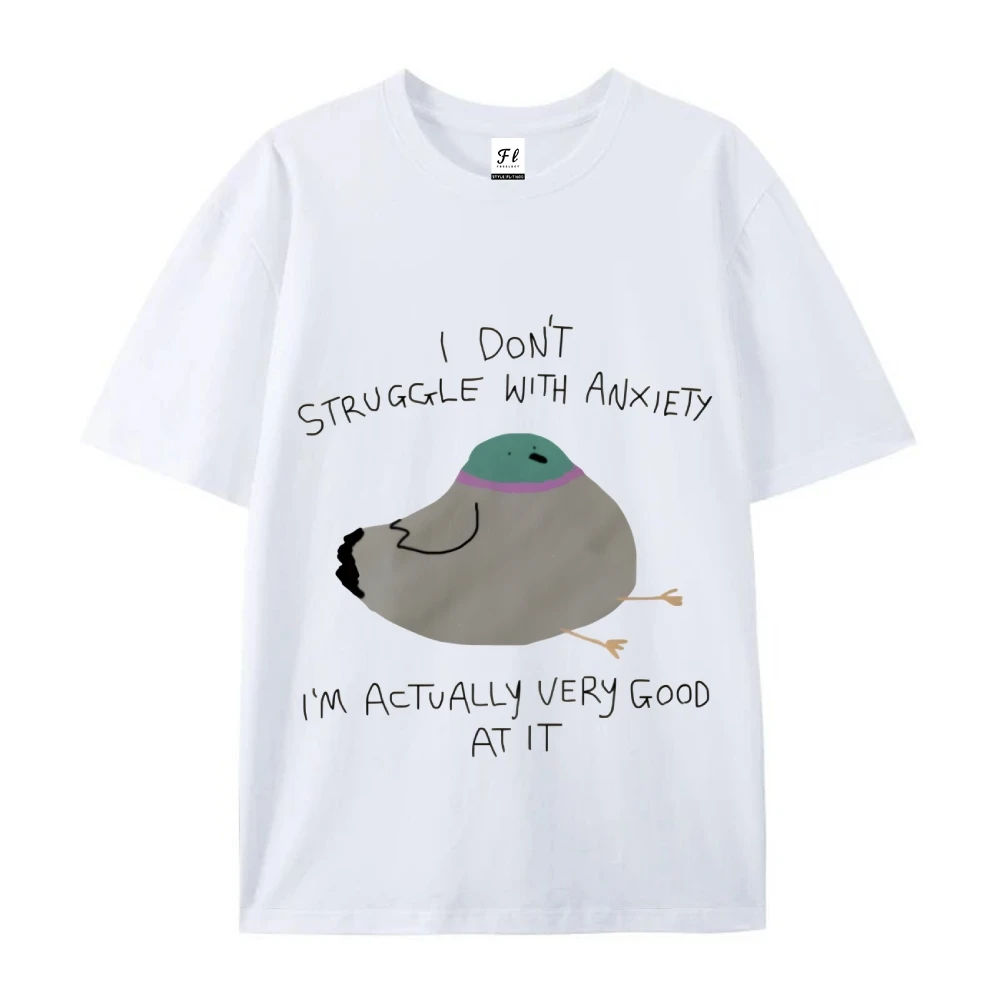 Nie walczę z niepokojem Śliczna koszulka z grafiką gołębka Letnia koszulka męska damska Unisex Top Odzież z krótkim rękawem