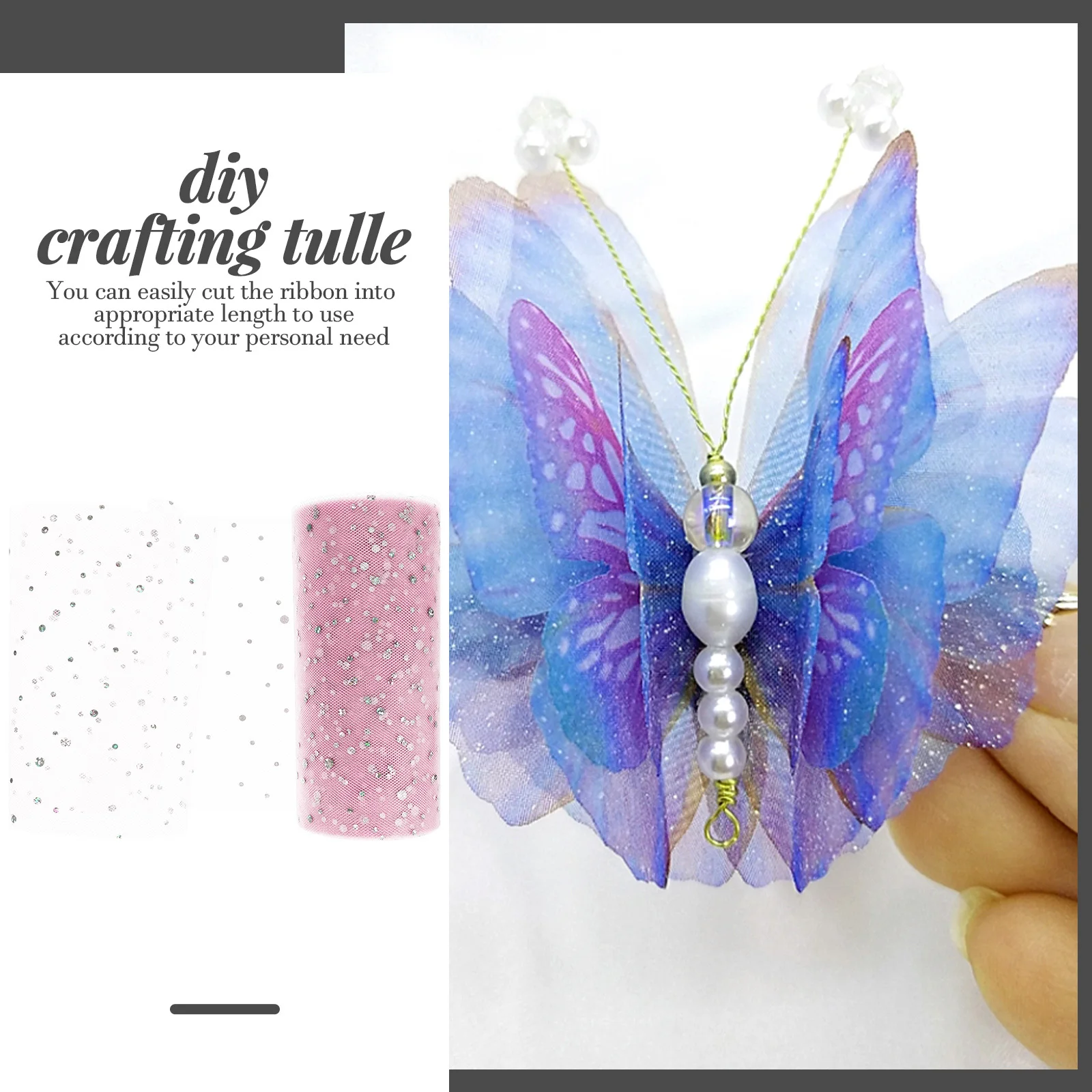 

Tulle Skirt Craft Making Decoration Glitter Fabric Decorative Ribbon Pink Diy Crafting Present