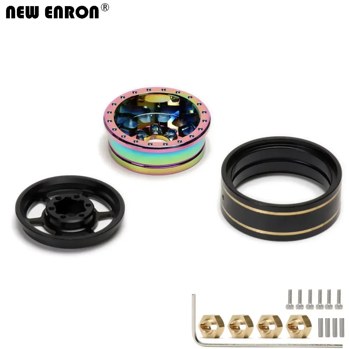 NEW ENRON 1.0 inch Deep Dish  Brass Beadlock Wheel Rim 4pcs for RC CAR 1/18 1/24 RC Axial SCX24 TRAXXAS TRX4M FMS FCX24