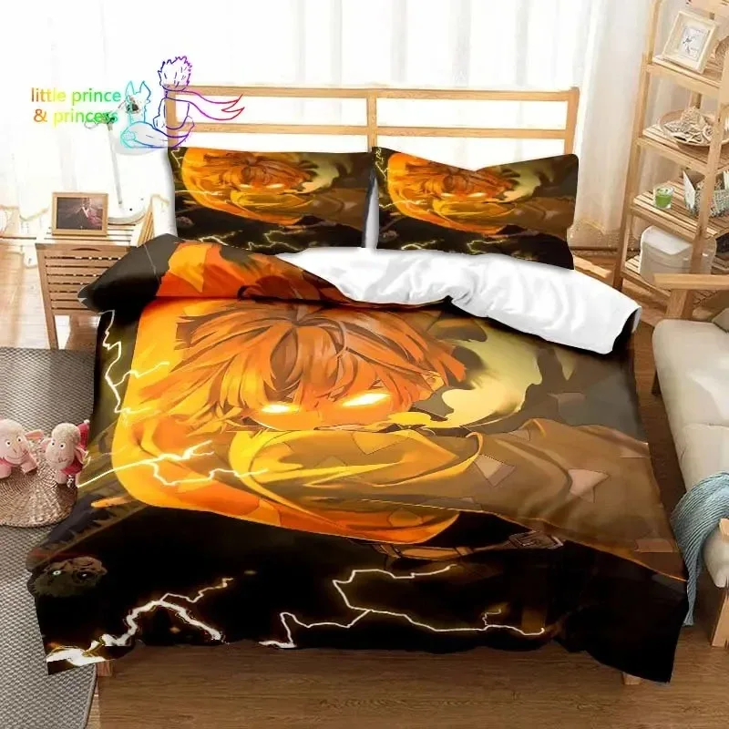 Agatsuma Zenitsu Anime Demon Slayer Bedding Set Single Twin Full Queen King Size Bed Set Aldult Kid Bedroom 3D Print