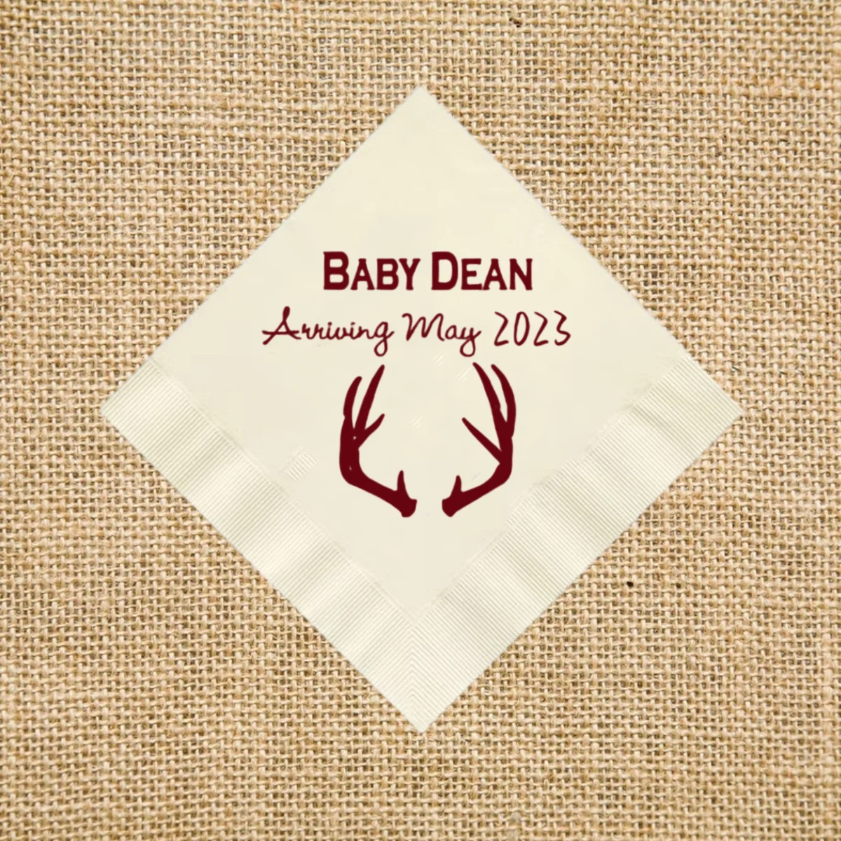 

50pcs Personalized Antler Napkins, Baby Shower Napkins, Rustic Napkins, Hangover Beverage Napkins，Cocktails, Commemorative Napk