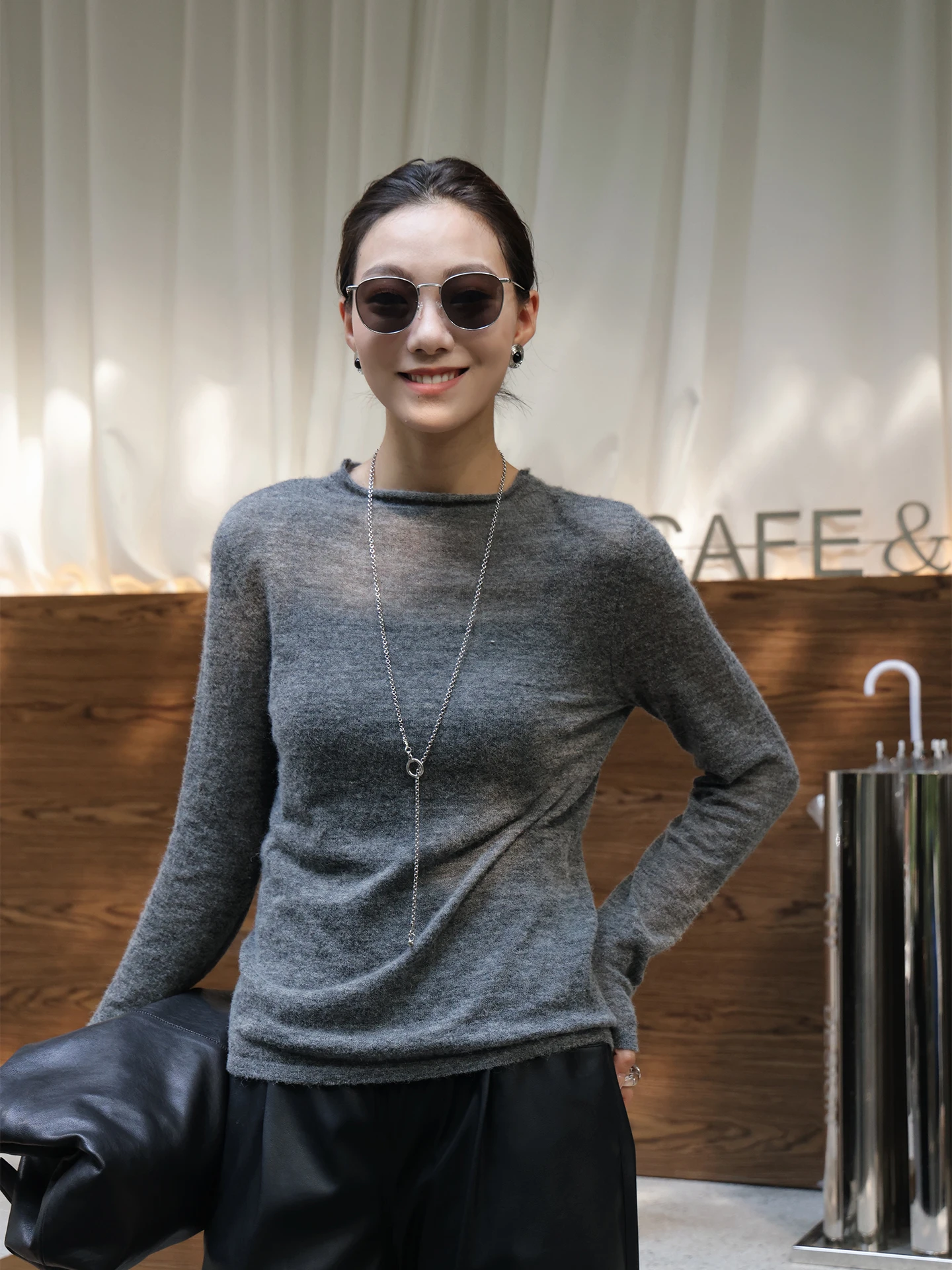 

ay Camel Wool Knitted Sweater High Collar Slim Fit Women's Inner Wear Casual Sle Spring New Arrival Breathable Soft Nylon