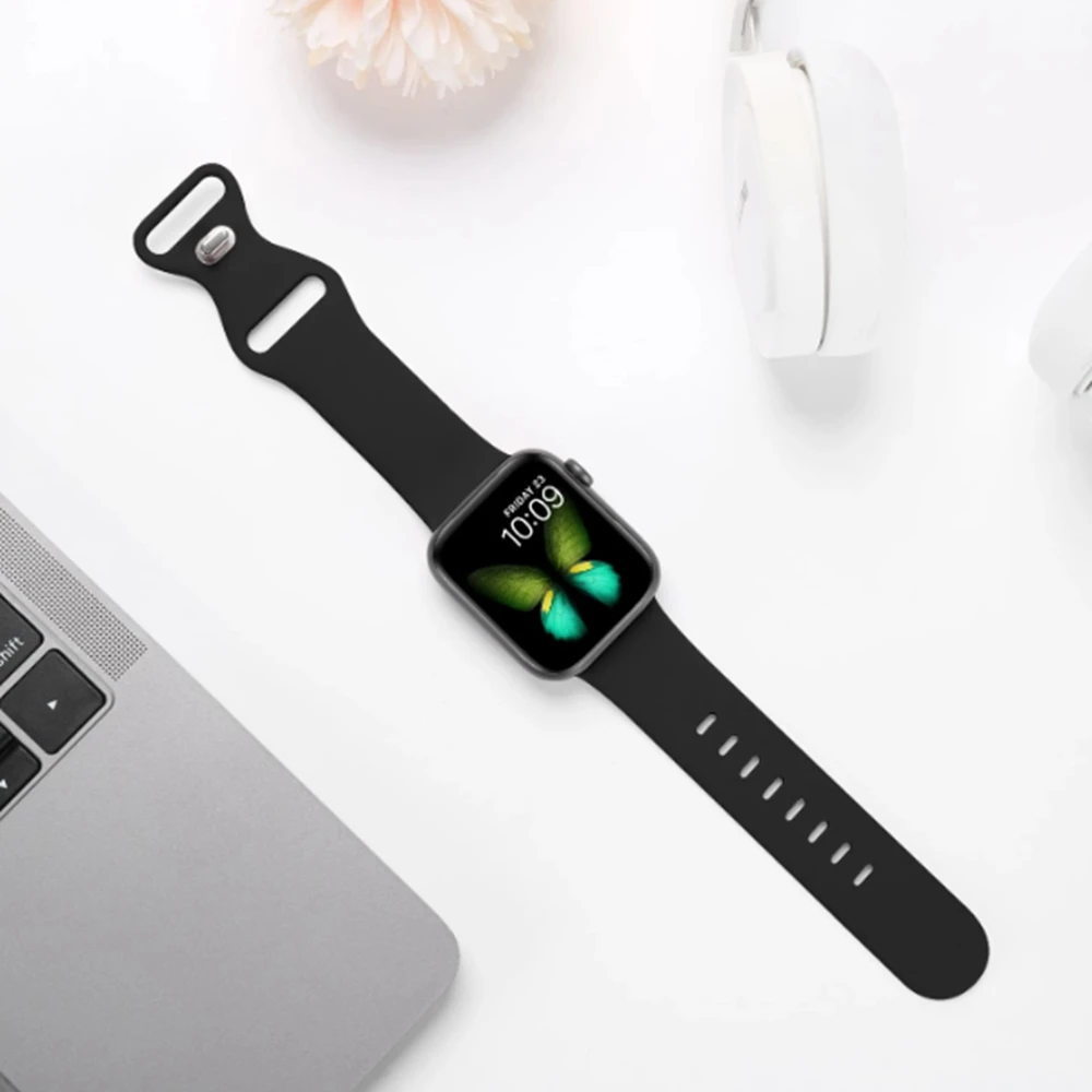 シリコーンループ Apple Watch バンド女性 10/9/7/38 ミリメートル 40 ミリメートル 41 ミリメートル 42 ミリメートル 44 ミリメートル 45 ミリメートル 46 ミリメートルストラップ