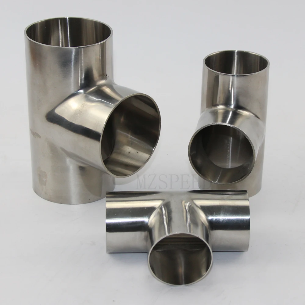 304 stainless steel sanitary welding tee T pipe fittings mirror polished 12mm-159mm tee