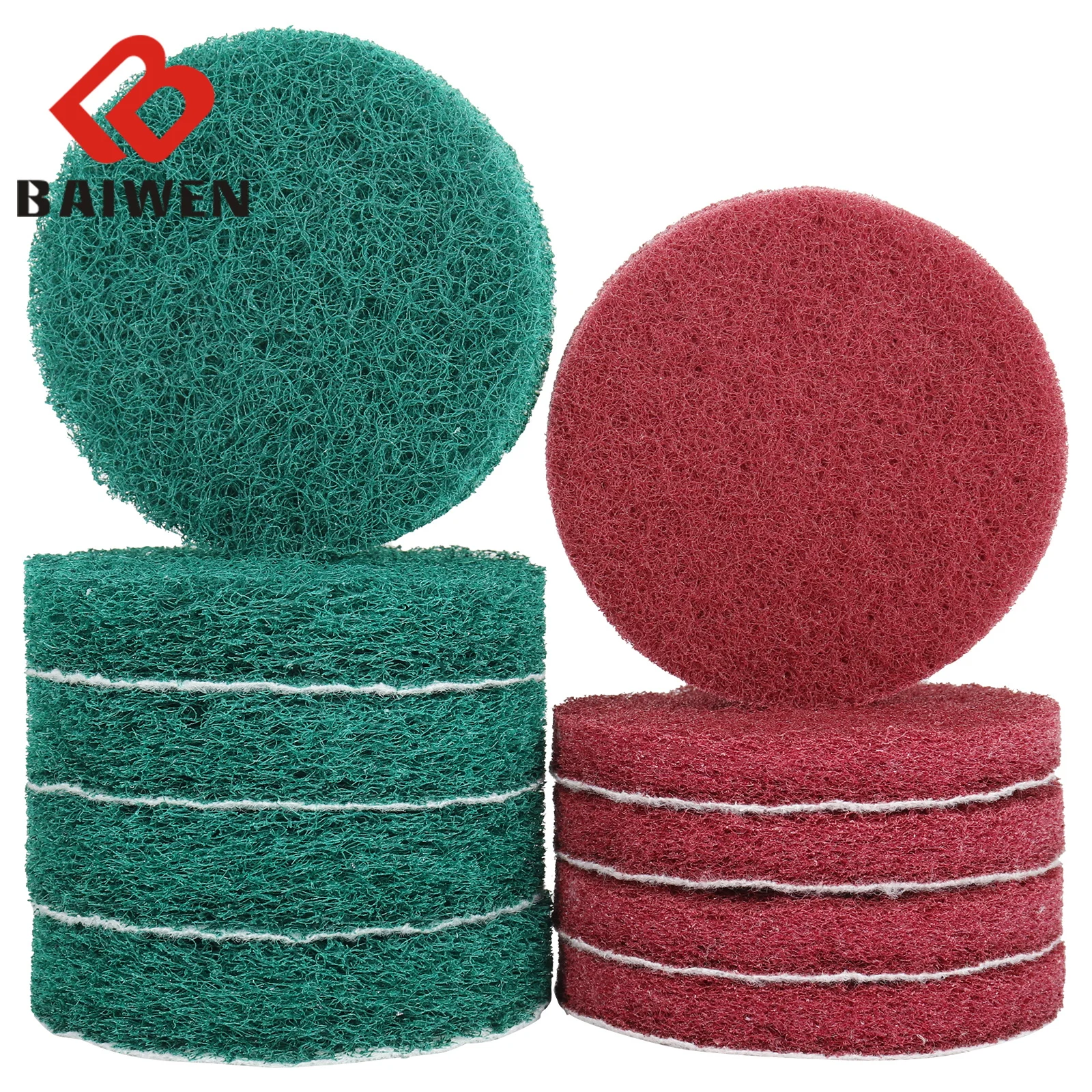 

10pcs Drill Power Brush Tile Scrubber Scouring Pads 3/4/5Inch Household Cleaning Tool for Bathroom Floor Tub Polishing Pad