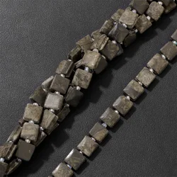Natural Pyrite Gems Stone Bead Square Flat Cube Loose Spacer Beads For Jewelry Making Bracelets Necklace Earrings DIY 10x10MM
