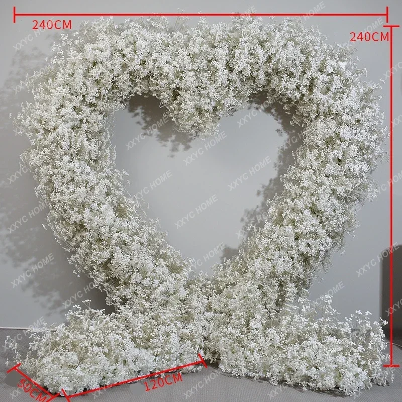 240CM White Starry Sky Double-sided Heart-shaped Floral Arrangement Artificial Flower Arrangement At The Wedding Venue b567
