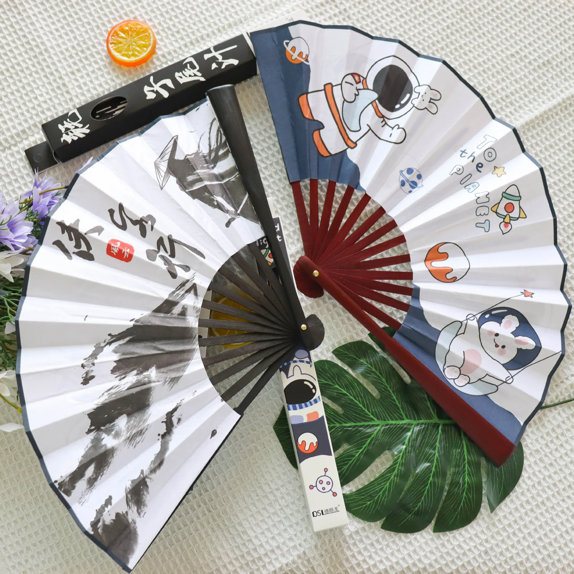 Cartoon 8 inch cloth folding fan students summer summer handheld fan net red text cool fan national tide boy folding fan