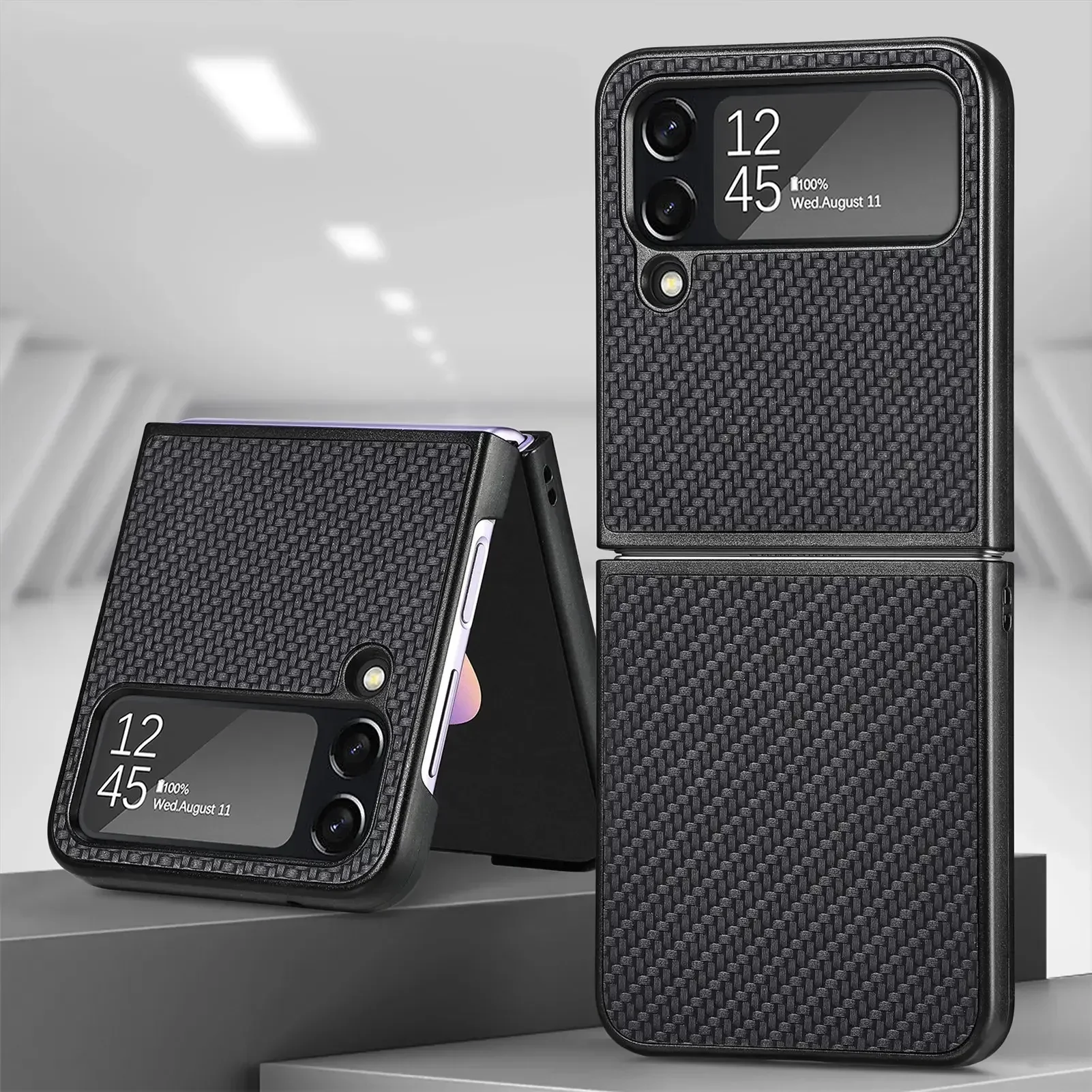

Carbon Fiber Fashion Case for Samsung Galaxy Z Flip 4 5 6 flip6 Flip5 Flip2 5G Flip4 Flip 3 2 Flip3 Protective Slim Cover