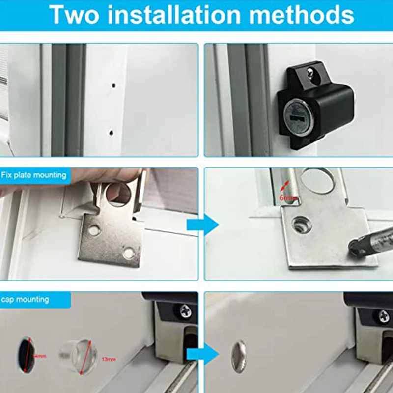 أفضل 2 قطعة مجموعة الفولاذ المقاوم للصدأ سبائك الألومنيوم نافذة قفل مكافحة سرقة قفل انزلاق الباب الطفل قفل مضاد للسرقة أسود