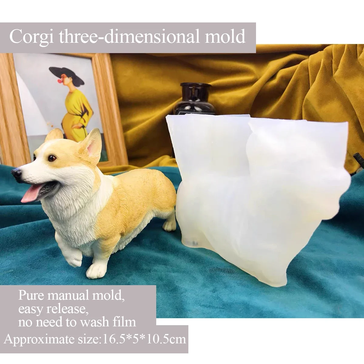 Corgi Thin Silicone Mold, 3D Corgi Mould, Drop Glue Plaster, Handmade DIY, exclusive