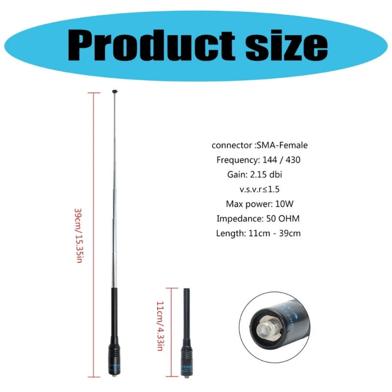 Antennes double bande extensibles, réception haute efficacité 144/430 MHz pour utilisation sur le terrain communication radio