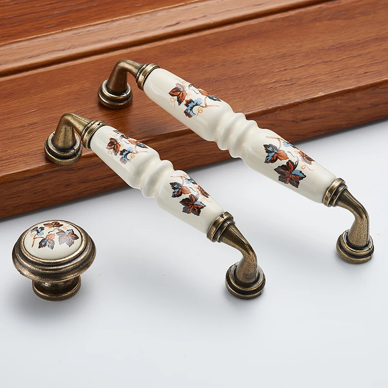 

Зеленая бронзовая керамическая ручка, европейская современная простая ручка двери шкафа, американская ручка двери ящика шкафа