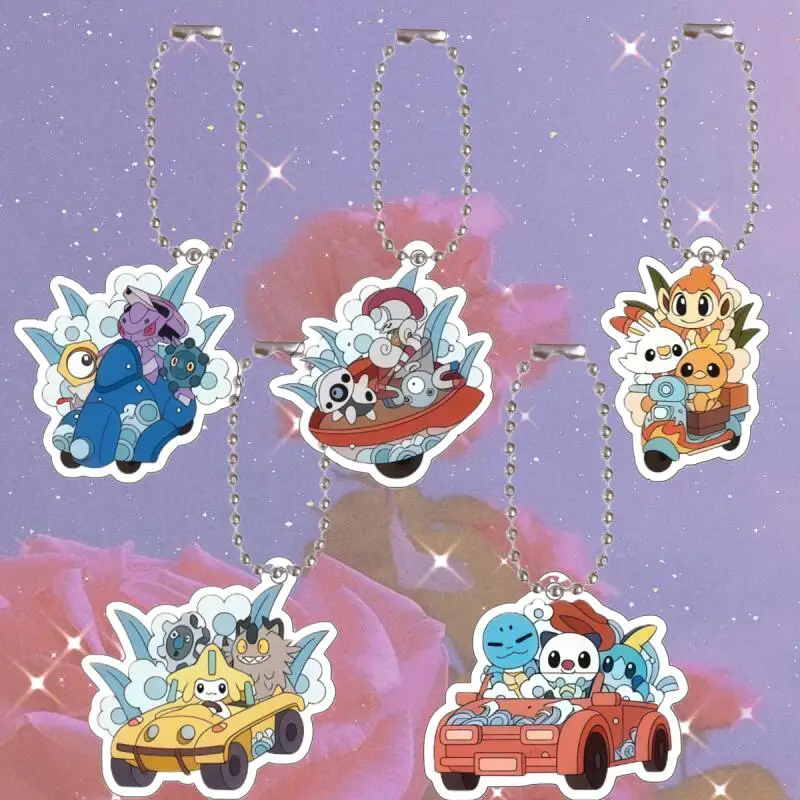 

Acrylic Keychain for Chimchar Litten Cyndaquil Magnemite Magneton Magnezone Riding Series Diy Acrylic Key Buckle Pendant Gifts