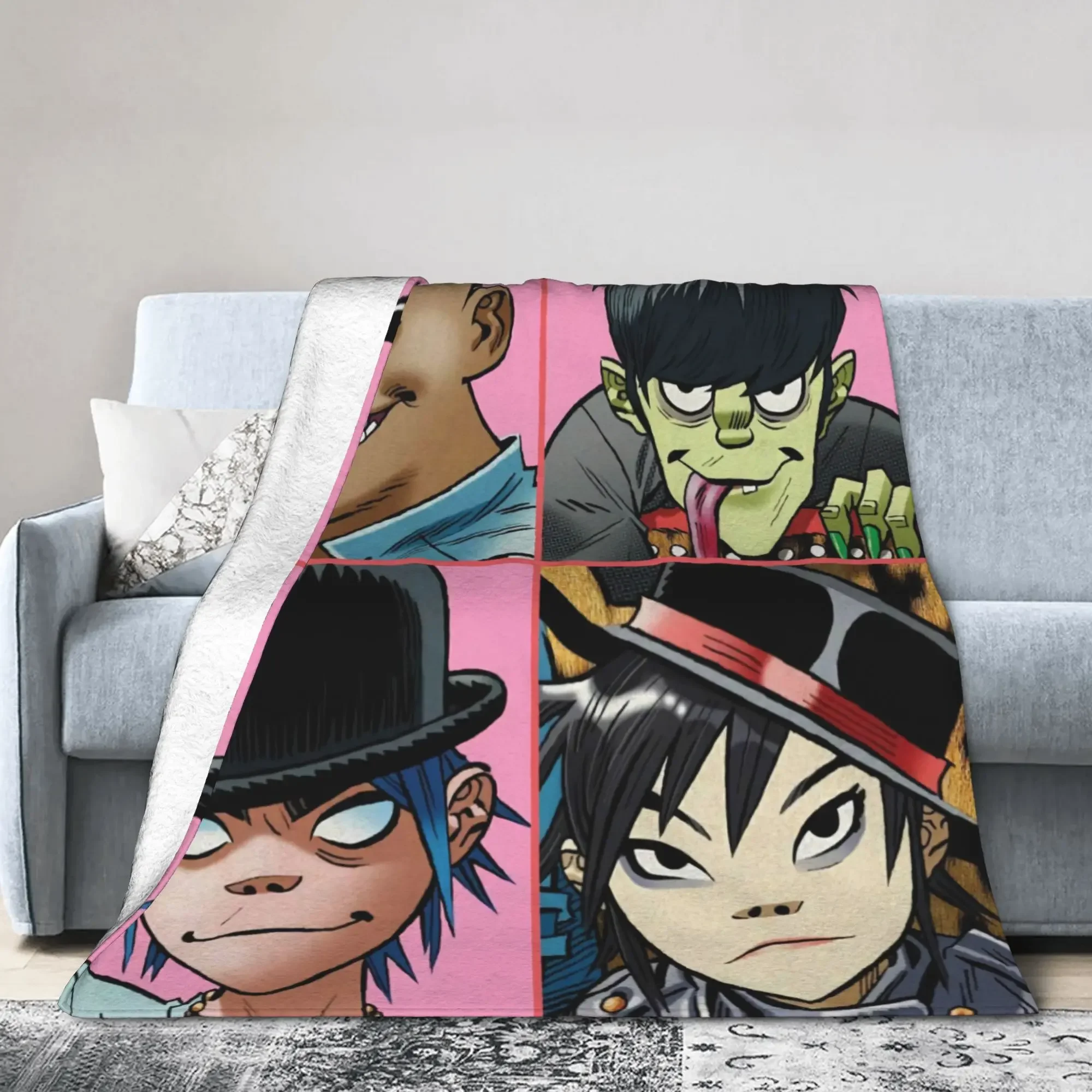 

Gorillaz Music Band Blanket Soft Warm Fleece Throw for Bed Couch Sofa Winter Home Decor Gift