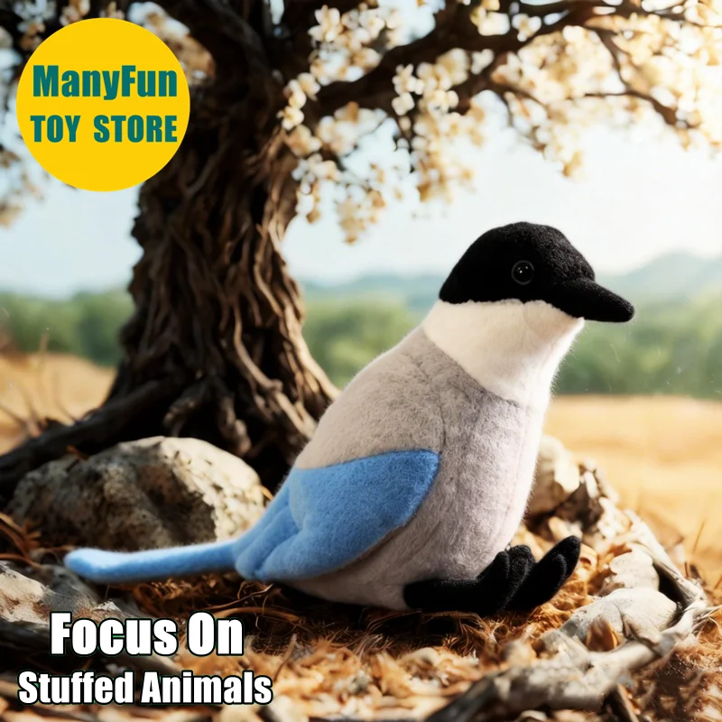 

Realistic Magpie Plush Toy, Magpie Stuffed Animal, Pica pica Plushie, Lifelike Blue Azure winged Magpie Doll Gift for Kids