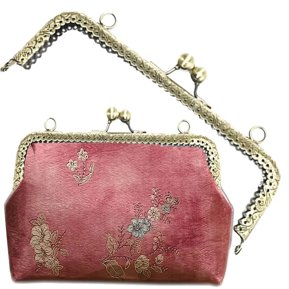 

10PCS 18cm Vintage Square Metal Purse Frame Handle for Clutch Bag Accessories Making Kiss Clasp Lock Bronze Tone Hardware