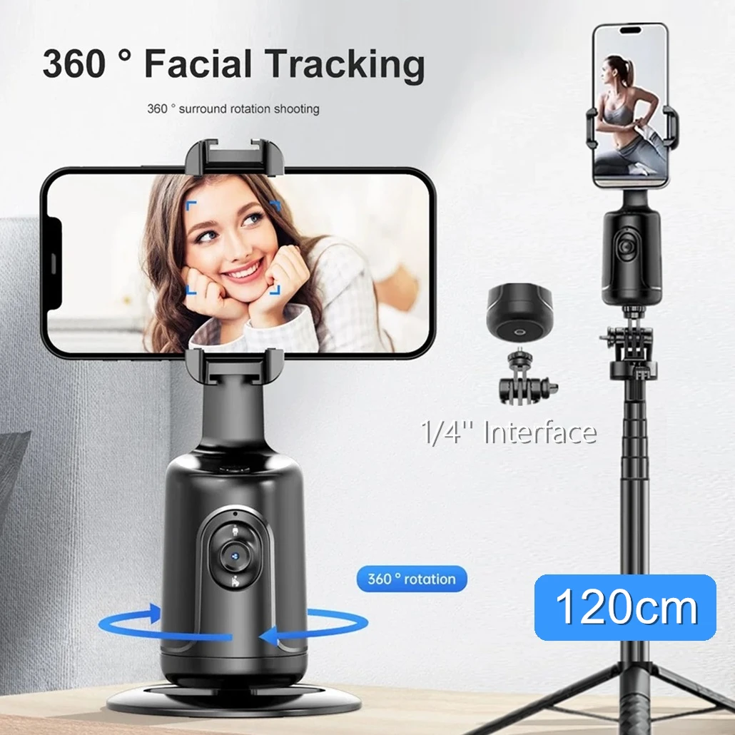 

AI Following Face Tracking Shooting Gimbals for Smartphone Live 360 Rotation Desktop Wireless Control Selfie Stick Stabilizer