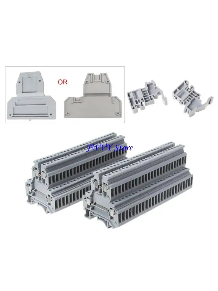 

573A 50 шт. UKK3 DIN-рейка двухуровневая двухрядная клеммная колодка 500 В 25 А 28-12AWG серая